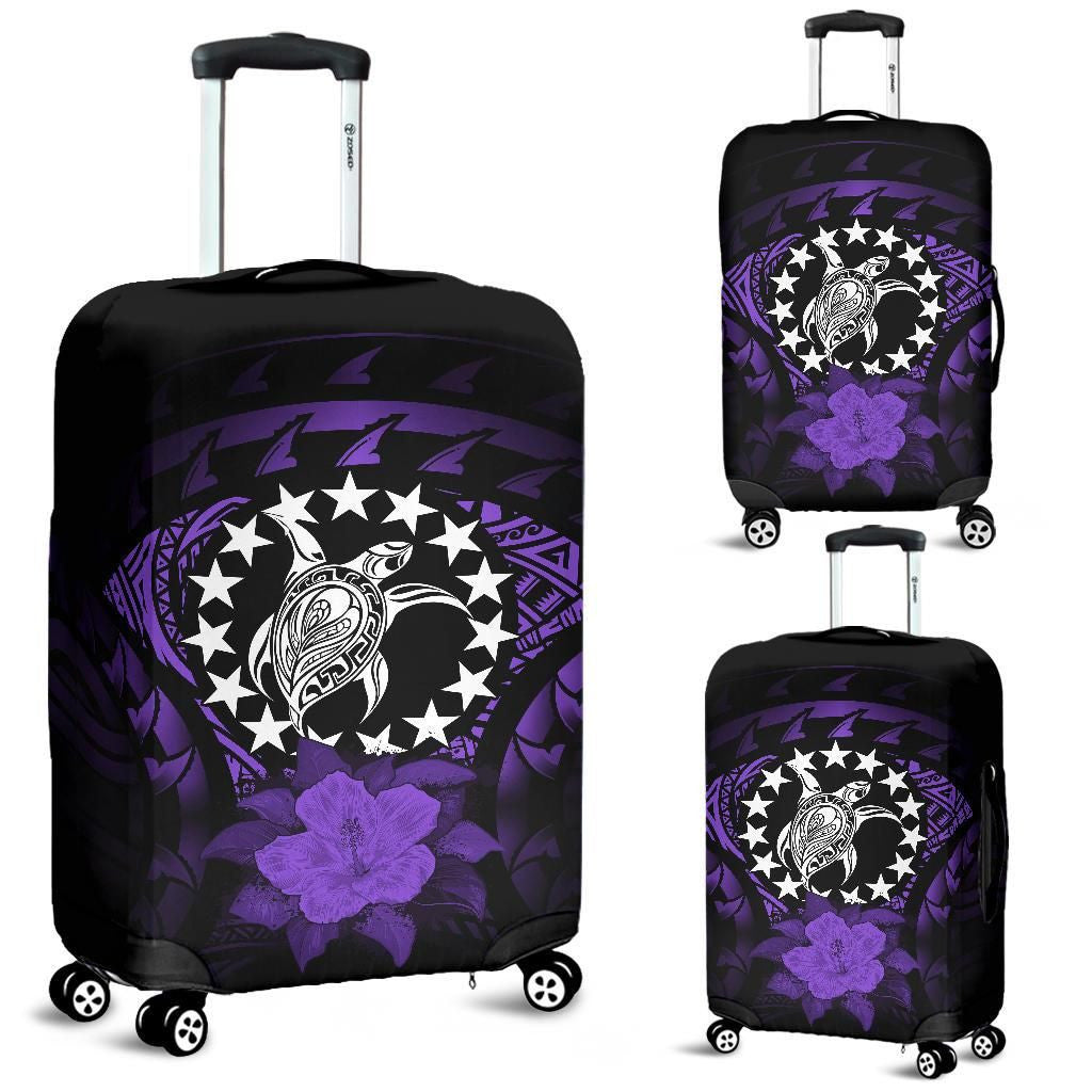 Cook Islands Luggage Covers Purple Hibiscus