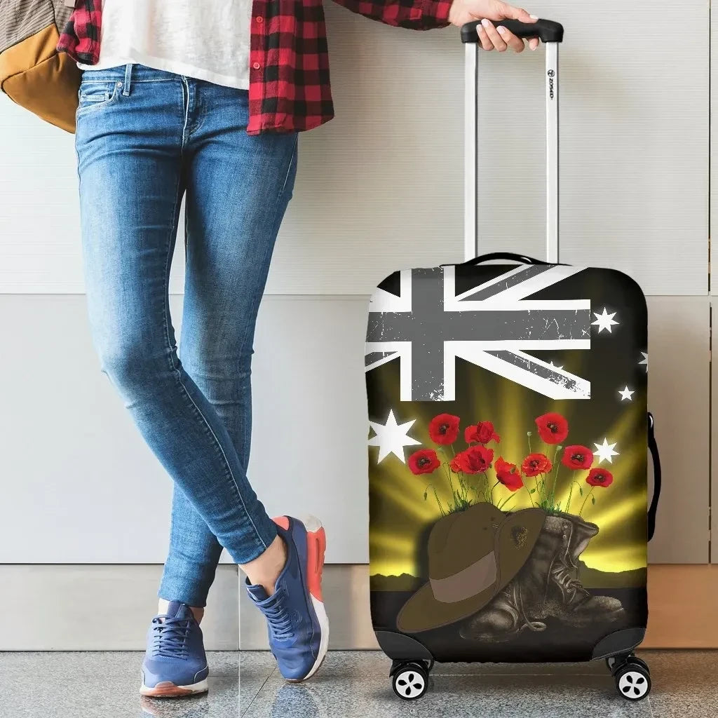 Australia Anzac Day Luggage Covers Lest We Forget Hat And Boots Poppies
