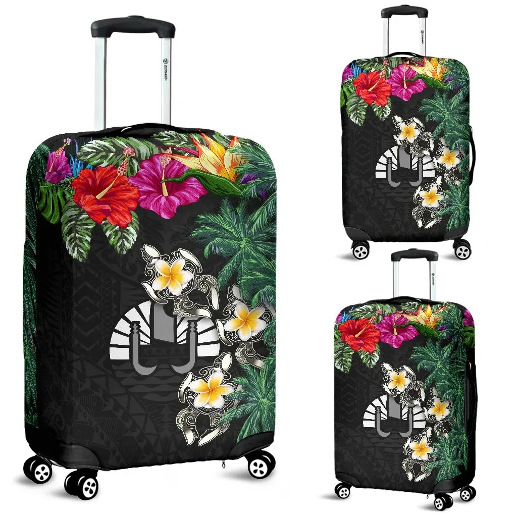 Tahiti Luggage Covers Hibiscus Turtle Tattoo Black