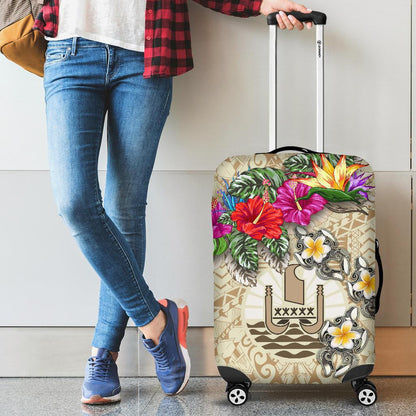 Tahiti Luggage Covers Hibiscus Turtle Tattoo Beige