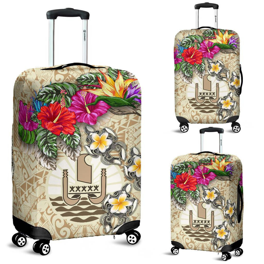 Tahiti Luggage Covers Hibiscus Turtle Tattoo Beige