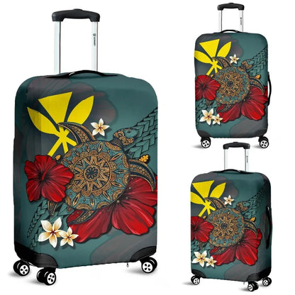 Kanaka Maoli Hawaiian Luggage Covers Blue Turtle Tribal