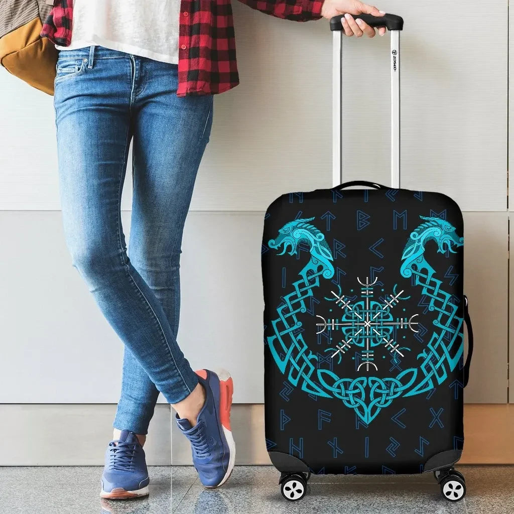 Vikings Luggage Covers Aegishjalmur Helm Of Awe Helm Of Terror Blue Edition