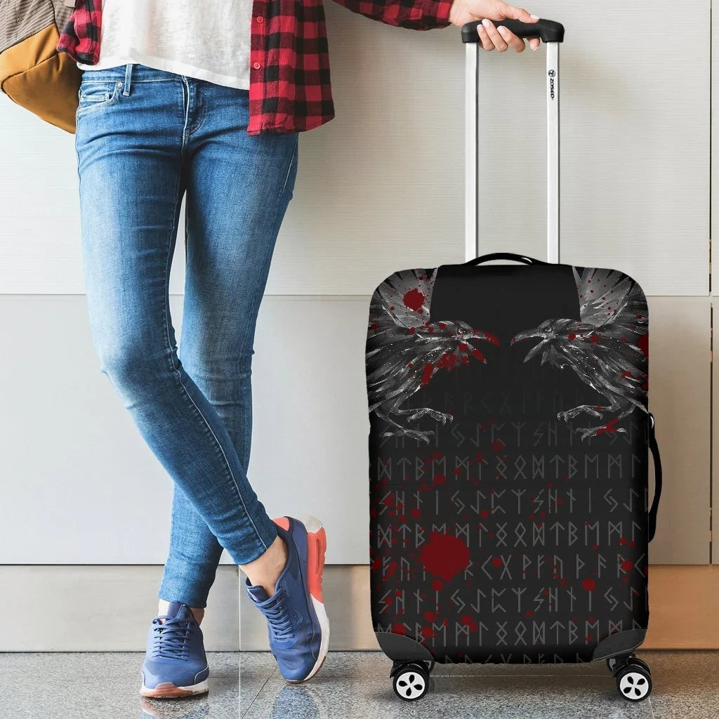 Vikings Luggage Covers Odin's Ravens Tattoo Style Blood