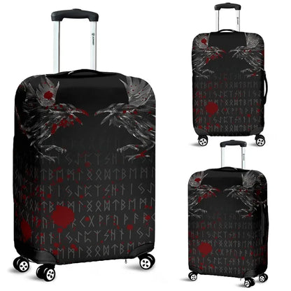 Vikings Luggage Covers Odin's Ravens Tattoo Style Blood