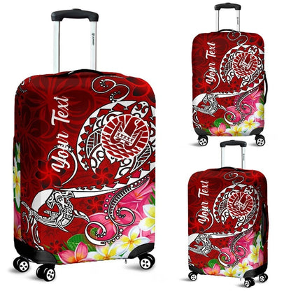 Tahiti Custom Personalised Luggage Covers Turtle Plumeria Red