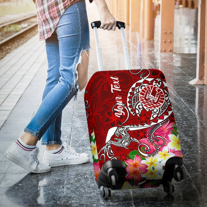 Tahiti Custom Personalised Luggage Covers Turtle Plumeria Red