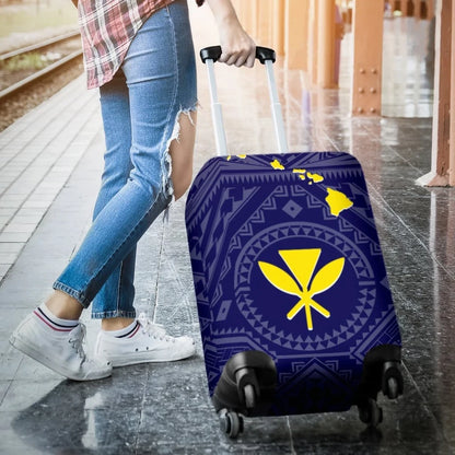 Hawaii Luggage Covers Hawaii Kanaka Maoli And Map Blue