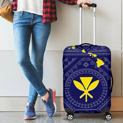 Hawaii Luggage Covers Hawaii Kanaka Maoli And Map Blue