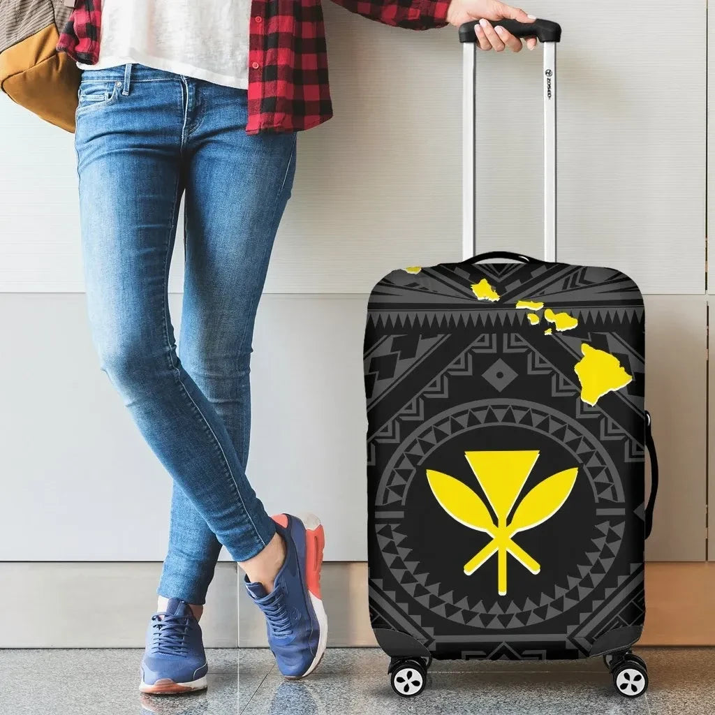 Hawaii Luggage Covers Hawaii Kanaka Maoli And Map Black