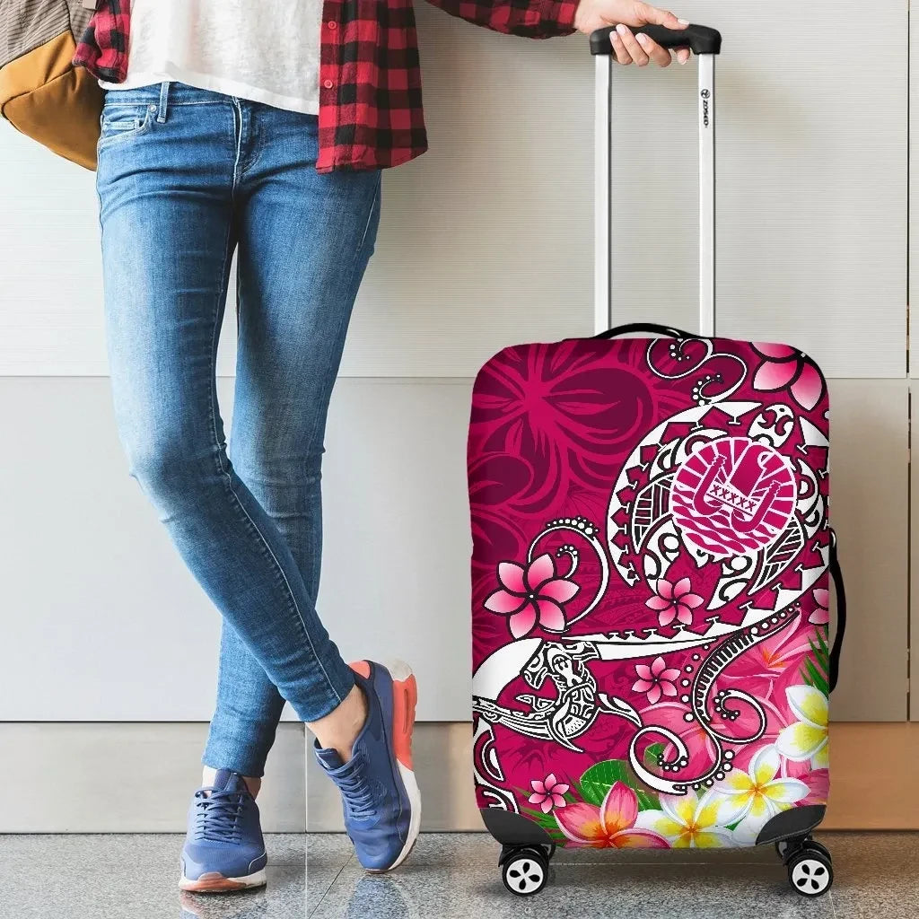 Tahiti Luggage Covers Turtle Plumeria Pink