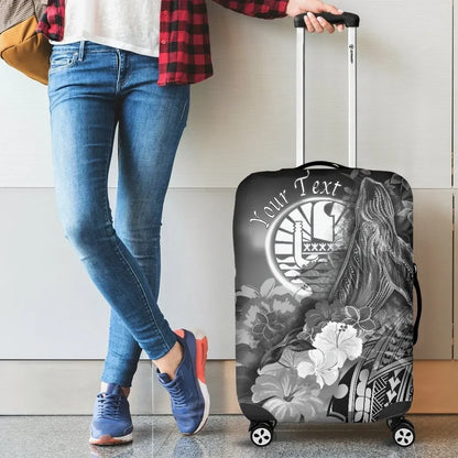 Tahiti Custom Personalised Luggage Covers Humpback Whale with Tropical Flowers White