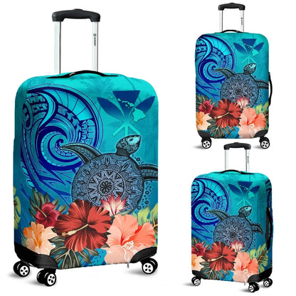 Kanaka Maoli Hawaiian Luggage Covers Turtle with Hibiscus