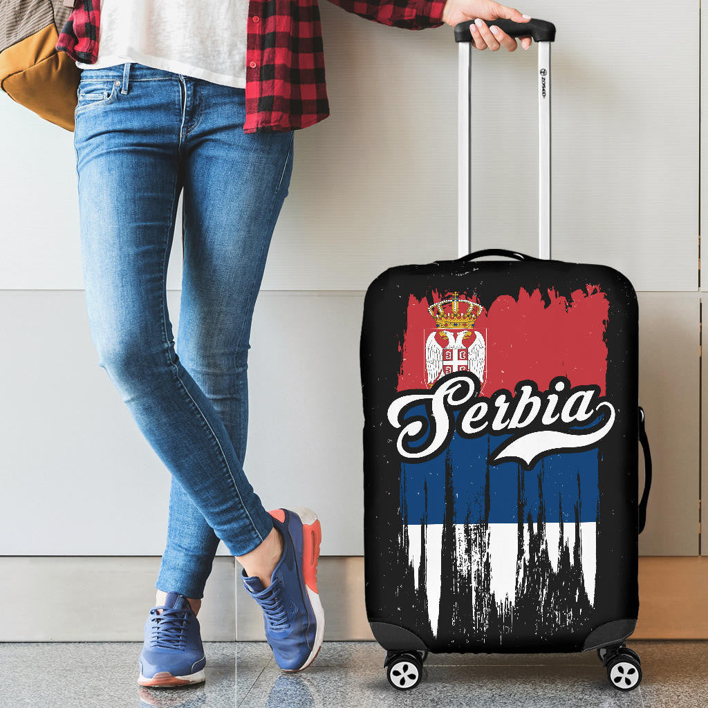 Serbia Grunge Flag Luggage Cover
