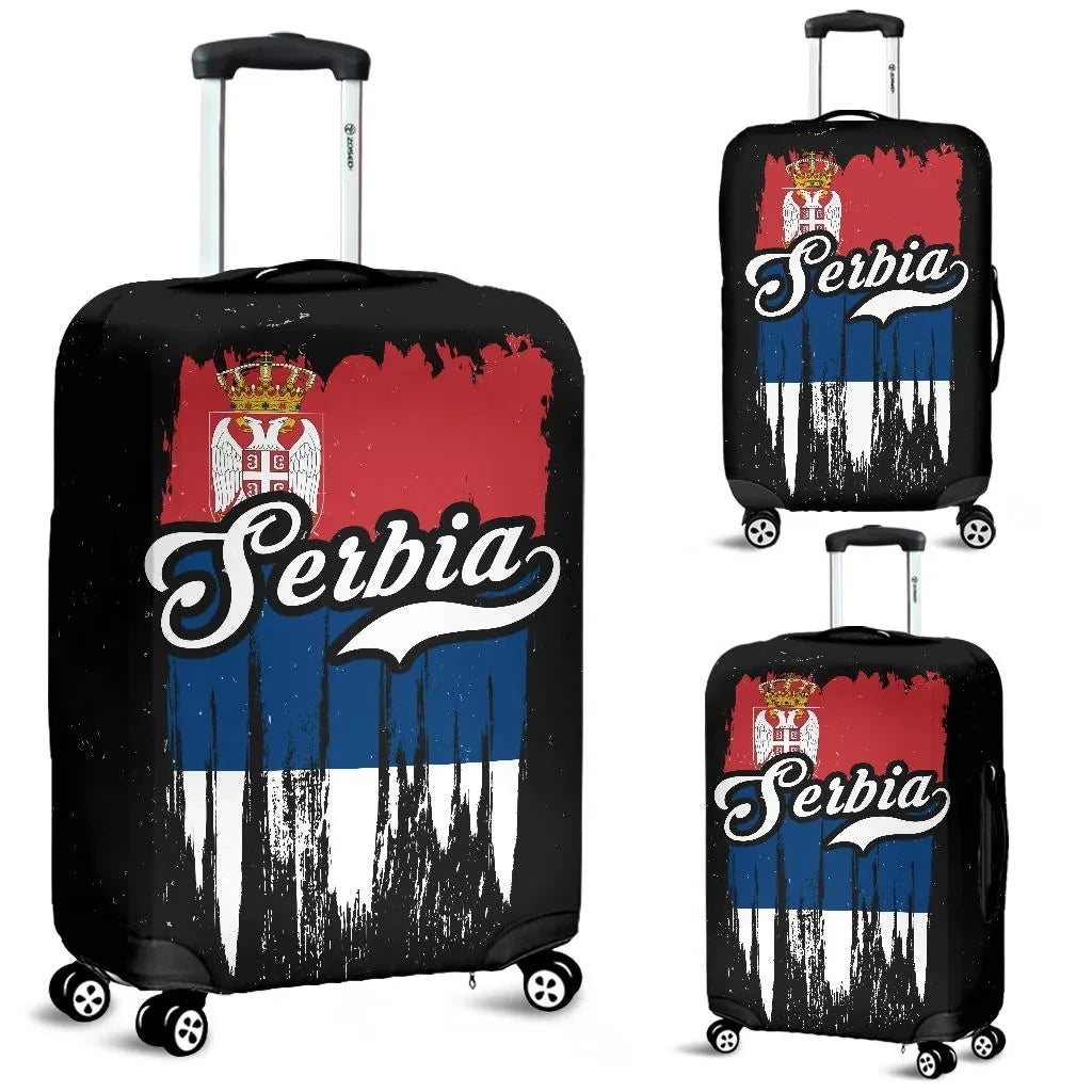 Serbia Grunge Flag Luggage Cover