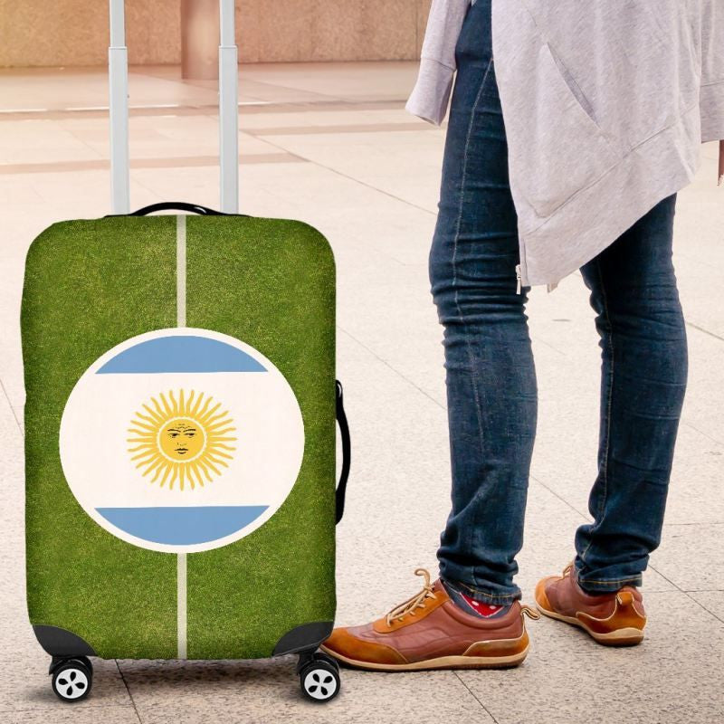 Argentina Flag On A Soccer Field Center Luggage Cover