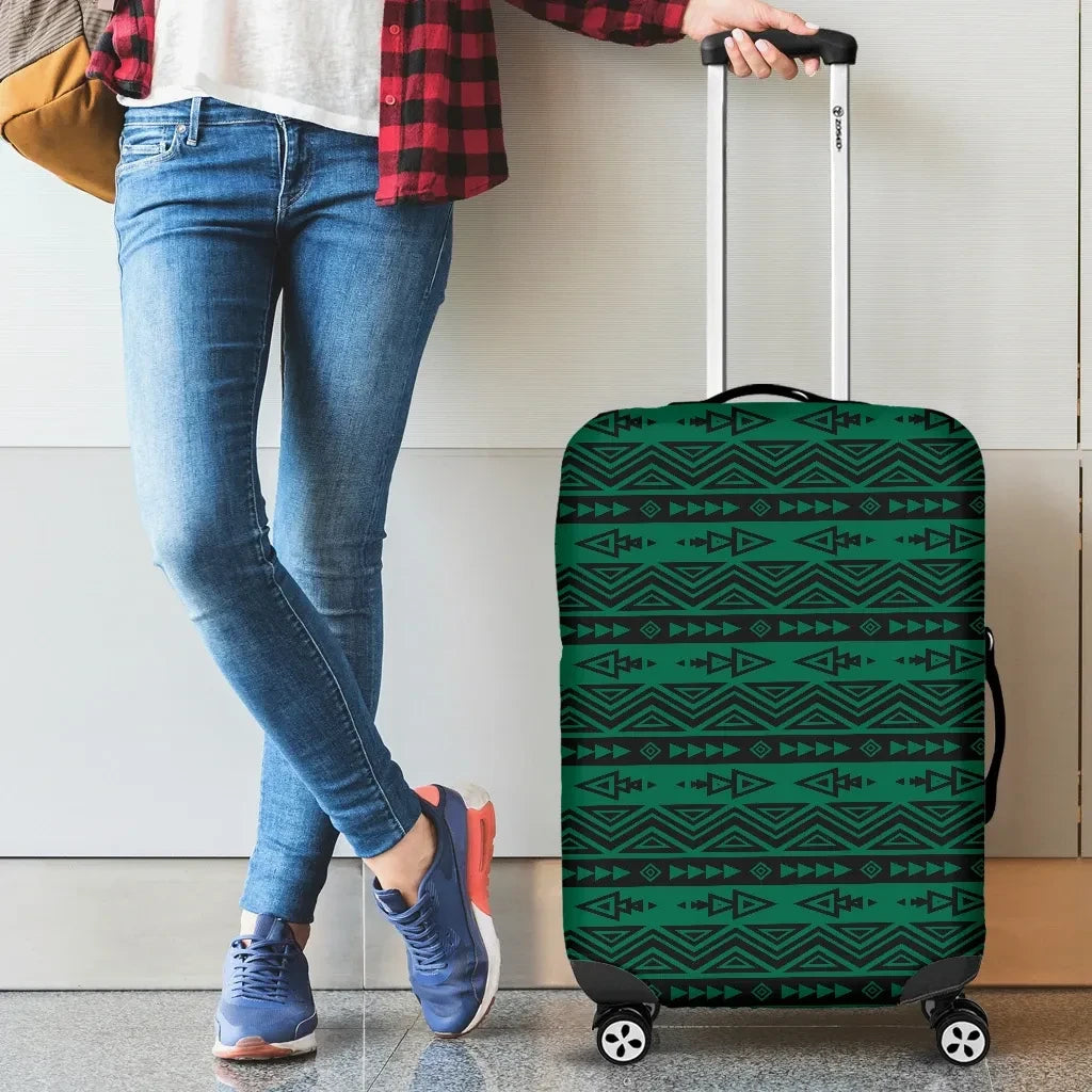 Mexico Aztec Pattern Green 03 Luggage Cover