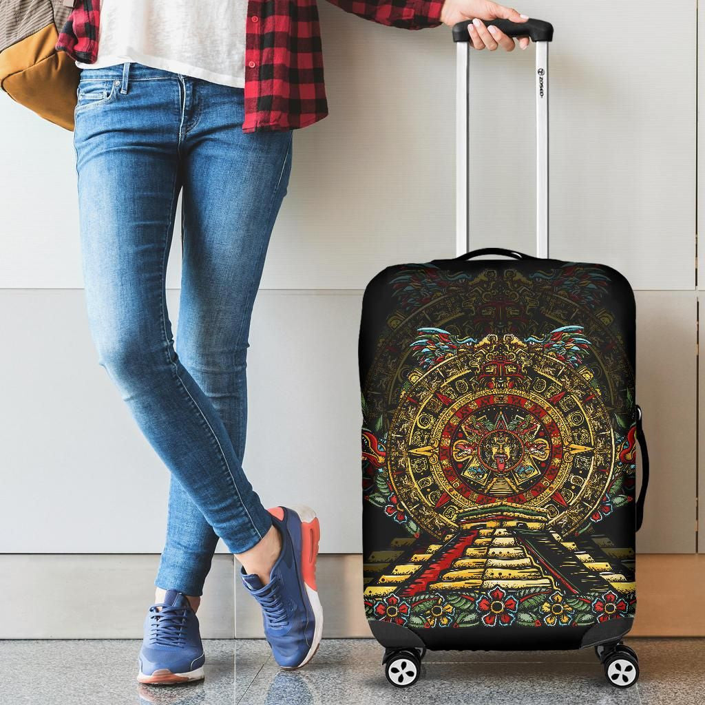 Mexico Luggage Covers Aztec Sun Stone Tattoo