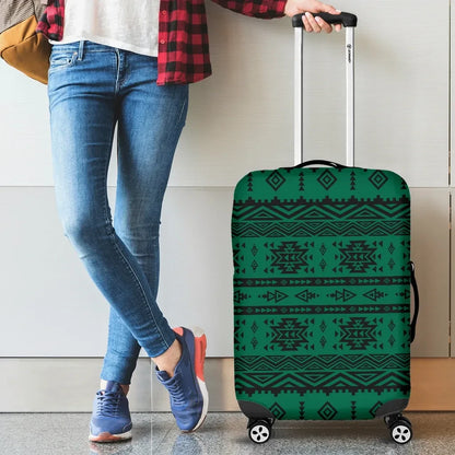 Mexico Aztec Pattern Green 04 Luggage Cover