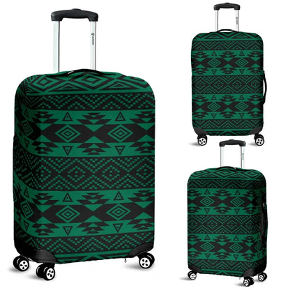 Mexico Aztec Pattern Green 02 Luggage Cover