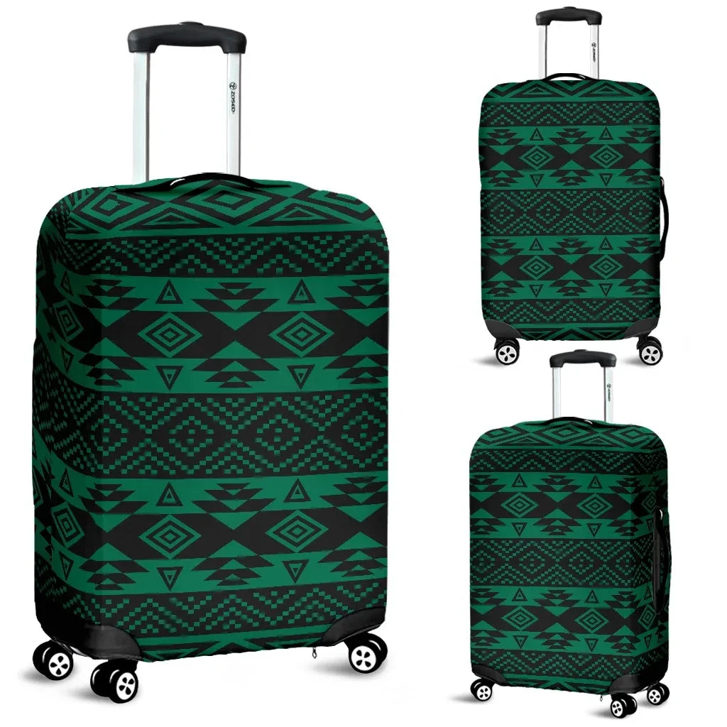 Mexico Aztec Pattern Green 02 Luggage Cover