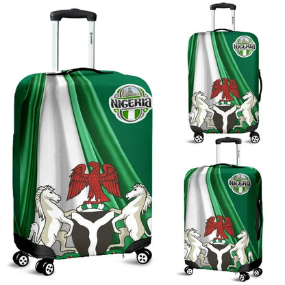 Nigeria Luggage Cover Nigerian Waving Flag with Coat of Arms