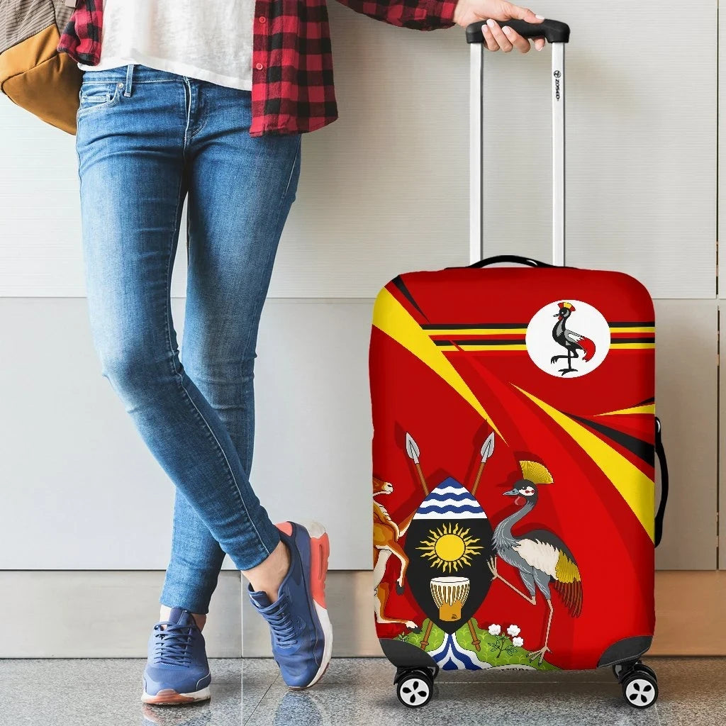 Uganda Luggage Covers, Uganda Swirly Flag Coat Of Arms