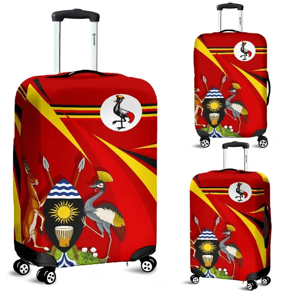 Uganda Luggage Covers, Uganda Swirly Flag Coat Of Arms