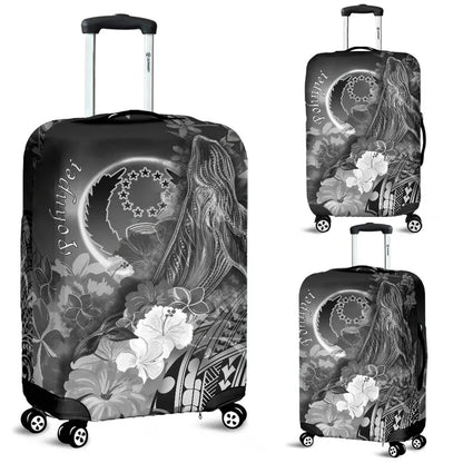 Pohnpei Luggage Covers Humpback Whale with Tropical Flowers White