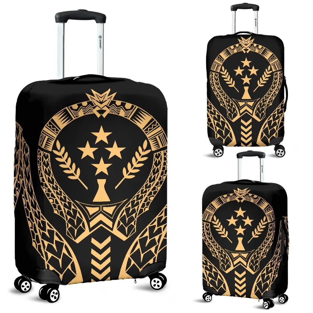 Kosrae Luggage Cover Micronesian Tribal Gold Bn04