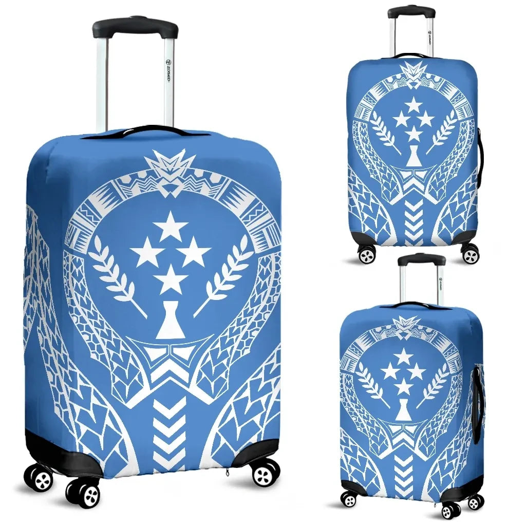 Kosrae Luggage Cover Micronesian Tribal Blue Bn04