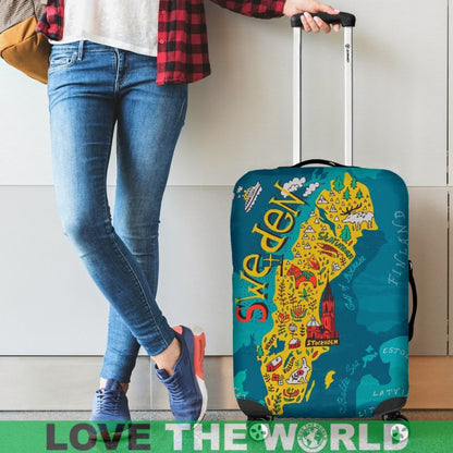 Sweden Map Luggage Cover