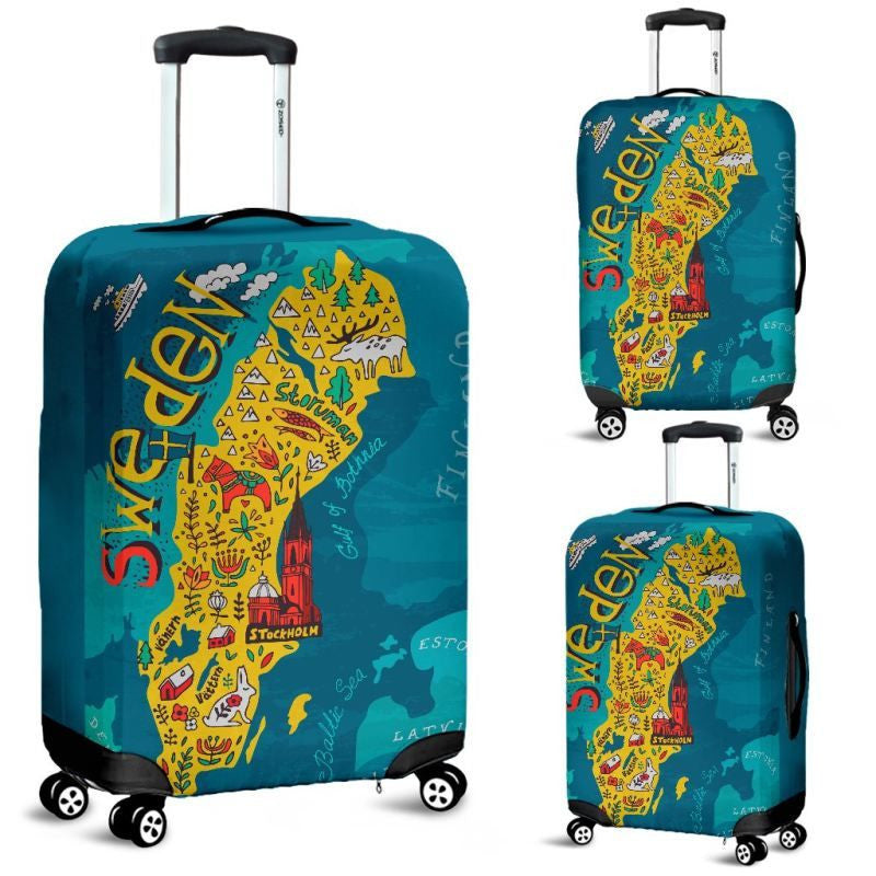 Sweden Map Luggage Cover