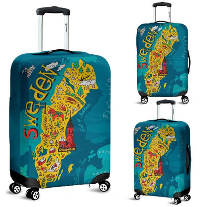 Sweden Map Luggage Cover