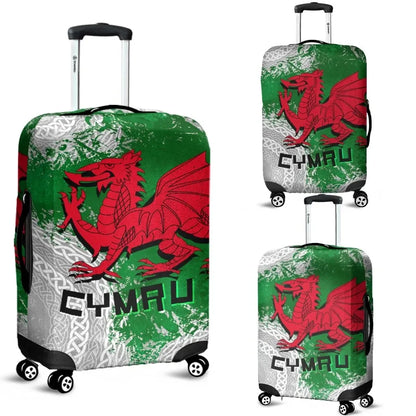 Wales Celtic Luggage Cover Grunge Dragon