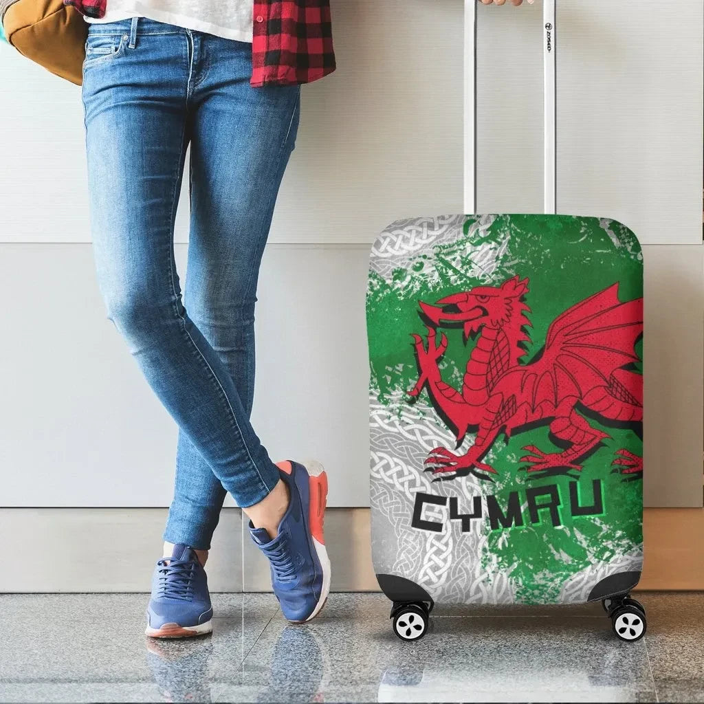 Wales Celtic Luggage Cover Grunge Dragon