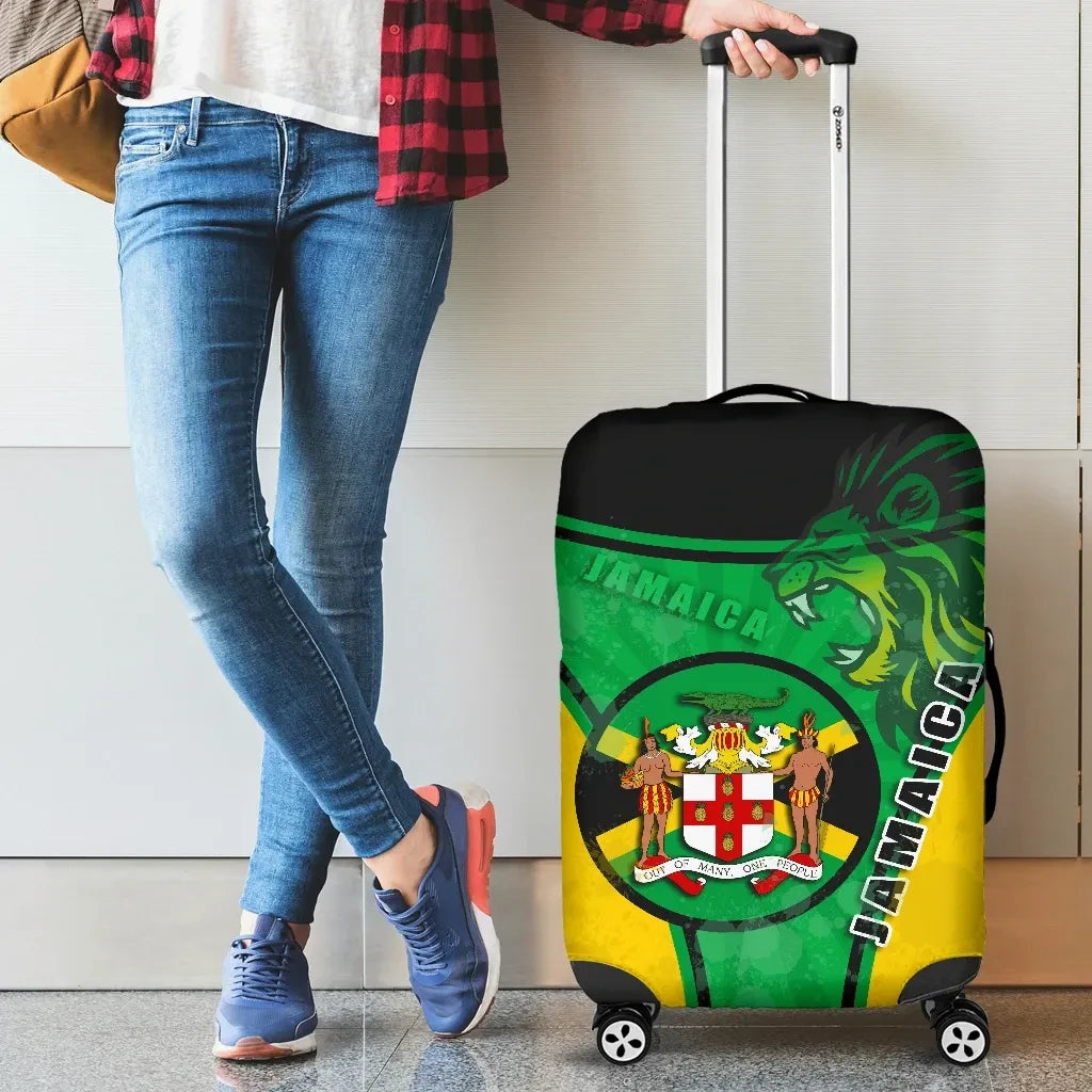 Jamaica Lion Luggage Covers Circle Stripes Flag Version