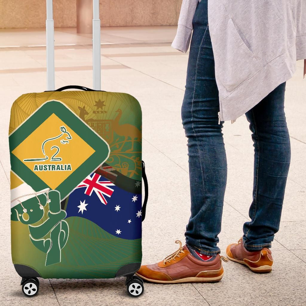 Luggage Covers Aus Flag and Coat Of Arms Suitcase Kangaroo and Koala Sign