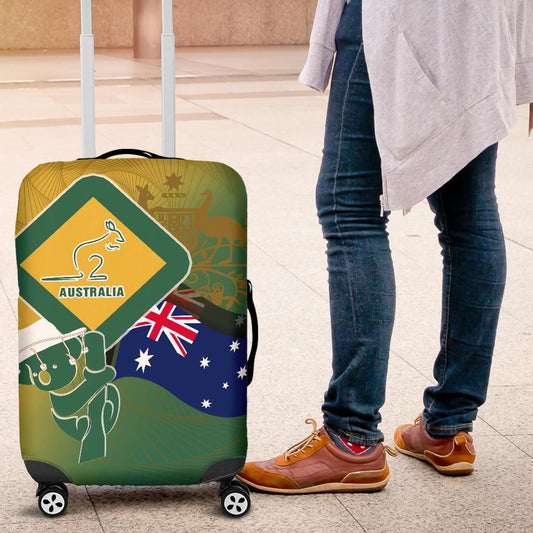 Luggage Covers Aus Flag and Coat Of Arms Suitcase Kangaroo and Koala Sign