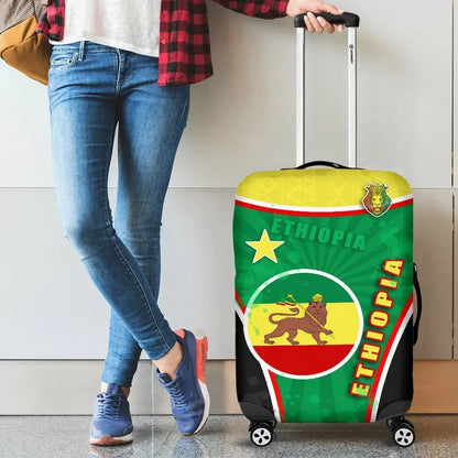 Ethiopia Lion Luggage Covers Circle Stripes Flag Version