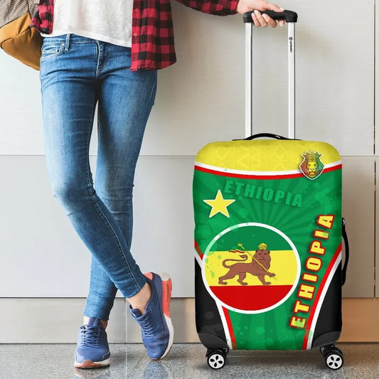 Ethiopia Lion Luggage Covers Circle Stripes Flag Version