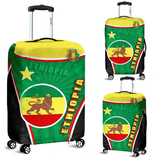 Ethiopia Lion Luggage Covers Circle Stripes Flag Version