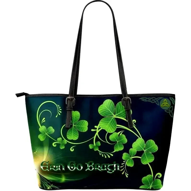 Celtic Leather Tote Bag Ireland Shamrock Lightly Tote Bag