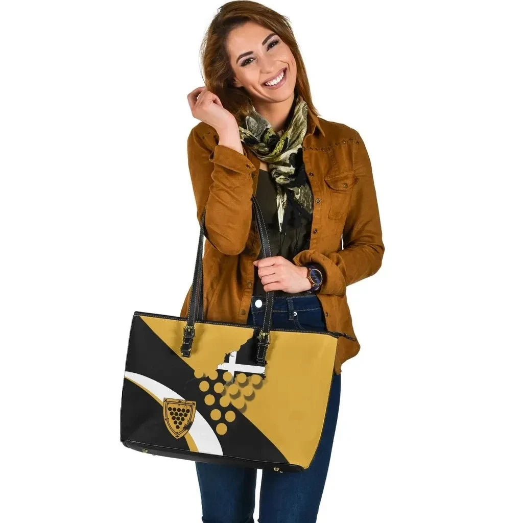 Cornwall Celtic Leather Tote Bag Cornish Flag With Duke Of Cornwall Version 2