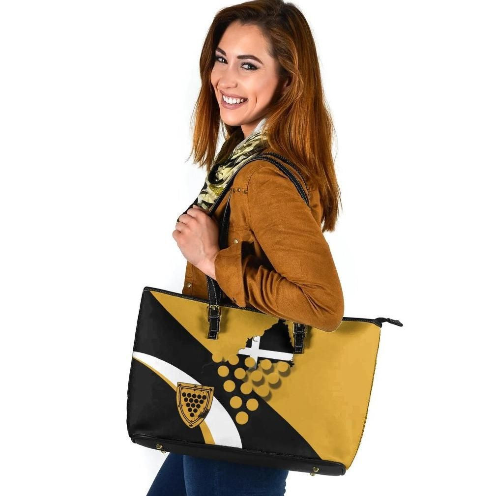 Cornwall Celtic Leather Tote Bag Cornish Flag With Duke Of Cornwall Version 2
