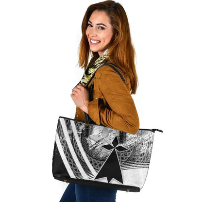 Brittany Celtic Leather Tote Bag Bretagne Stoat Ermine Grunge Style