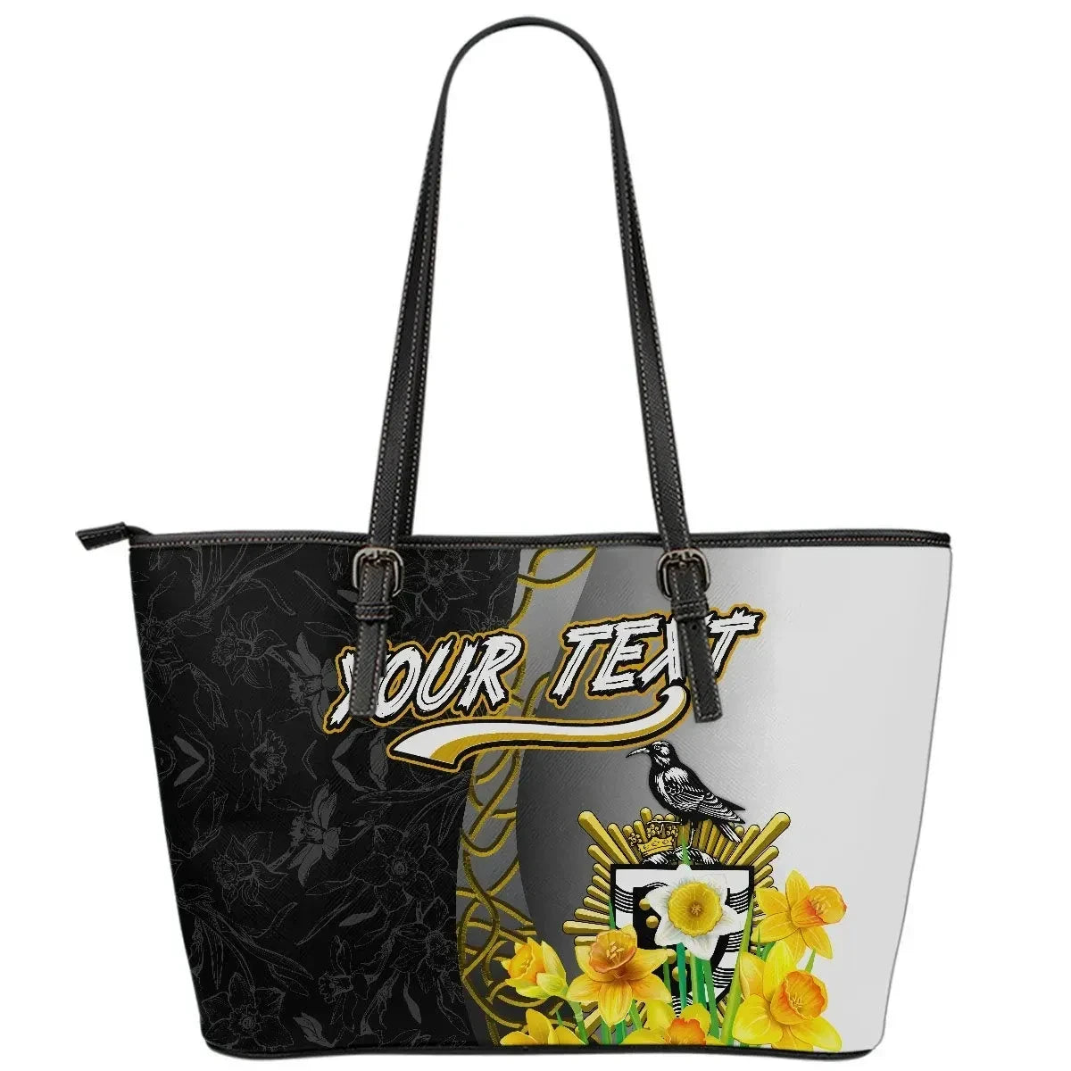 Cornwall Celtic Custom Personalised Leather Tote Bag Daffodil With Seal