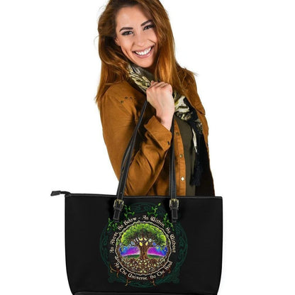Celtic Leather Tote Bag Celtic Tree Of Life Art