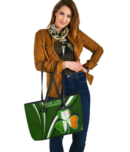 Ireland Celtic Leather Tote Bag Proud To Be Irish