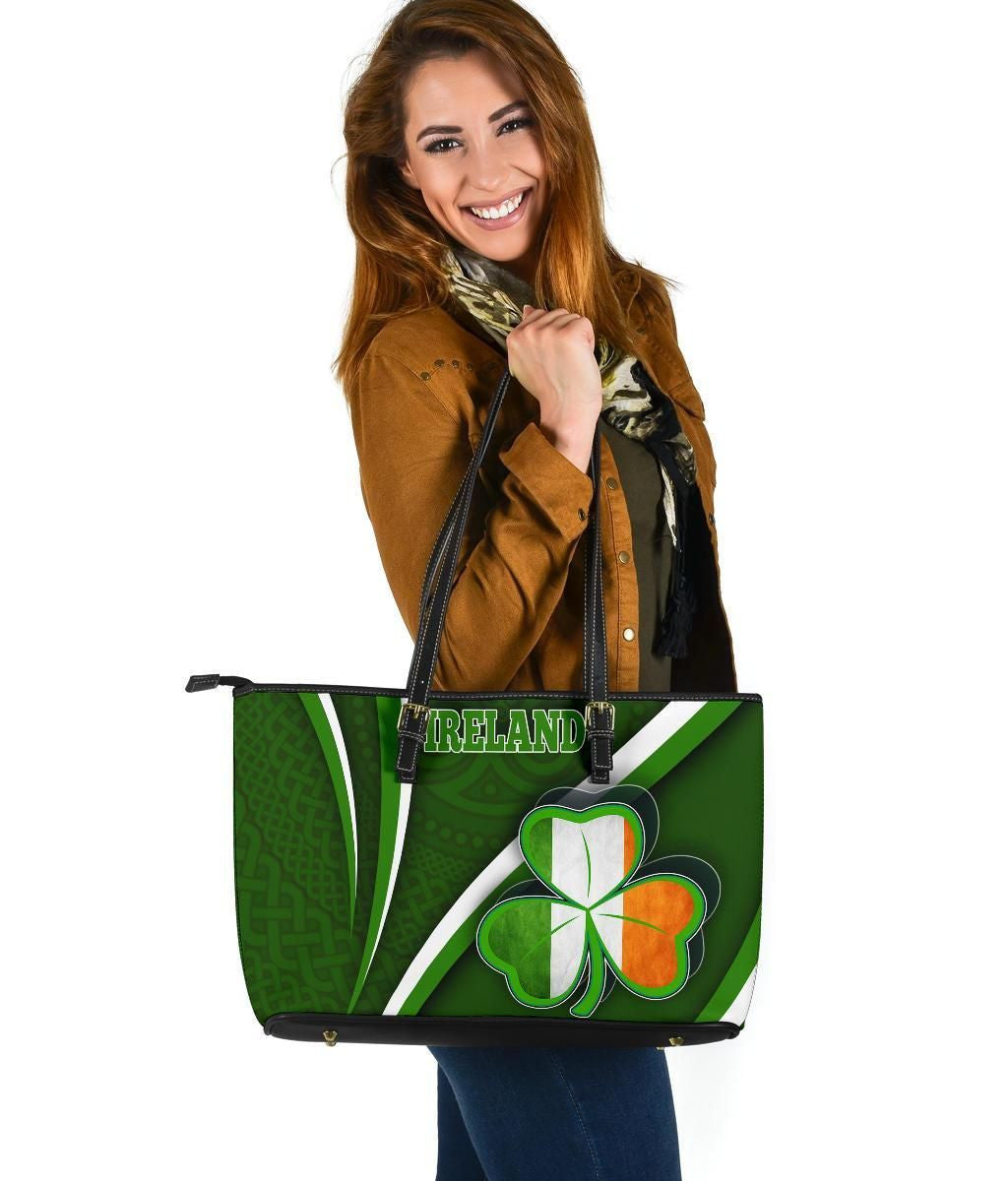 Ireland Celtic Leather Tote Bag Proud To Be Irish